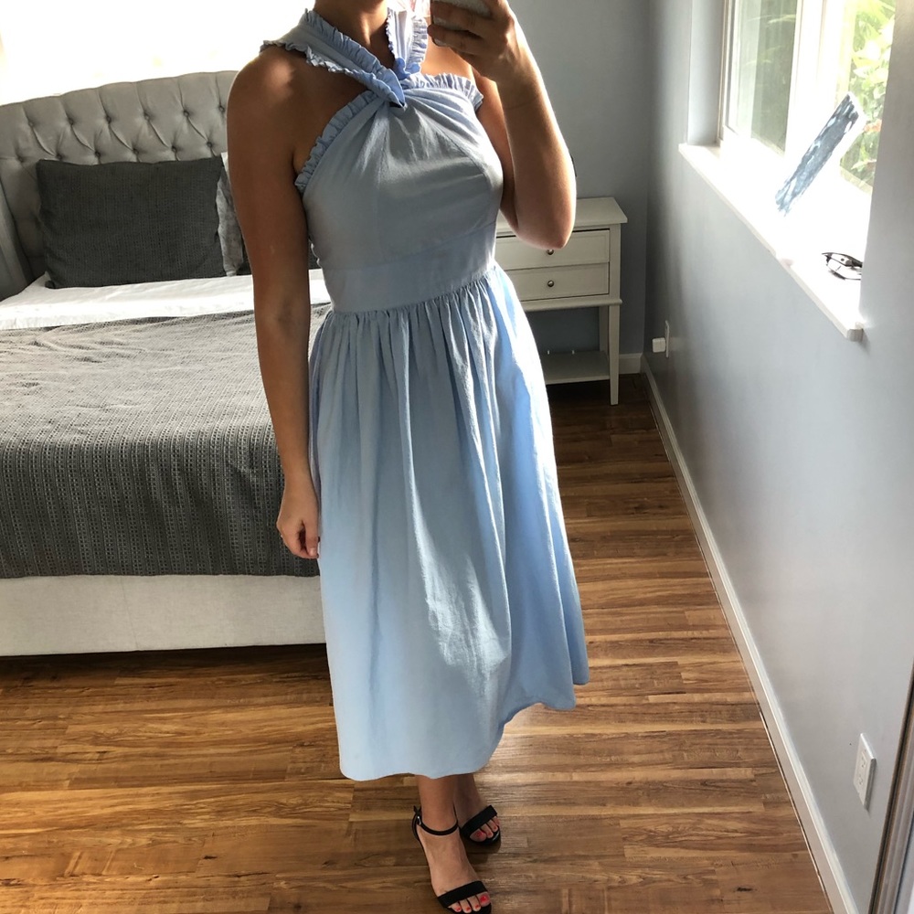 H&M Lt Blue Cotton Mdi Sundress